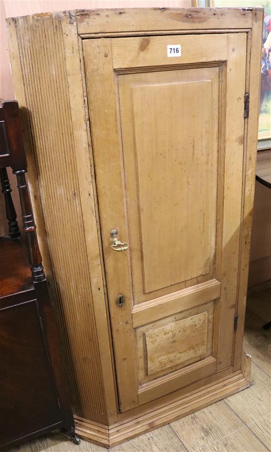 A pine corner cupboard, W.65cm